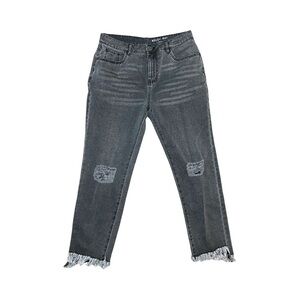Noisy May High Rise Gray Distressed Cropped Jeans Women’s 29 Frayed Hem